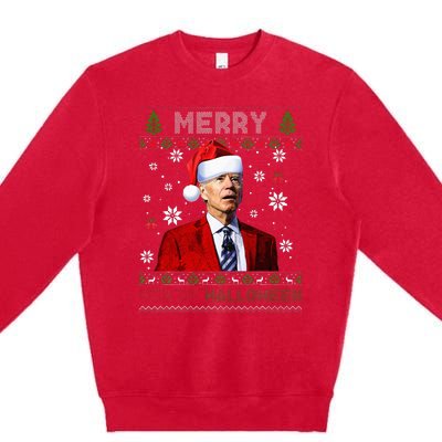 Merry 4th Of Halloween Funny Biden Ugly Christmas Sweater Premium Crewneck Sweatshirt