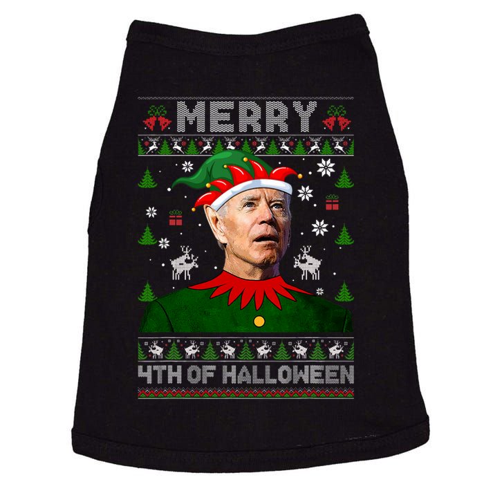 Merry 4th Of Halloween Joe Biden Christmas Ugly Sweater Doggie Tank