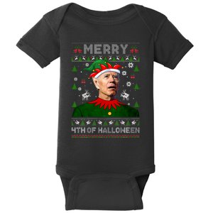 Merry 4th Of Halloween Joe Biden Christmas Ugly Sweater Baby Bodysuit