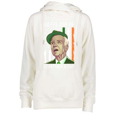 Merry 4th Of St PatrickS Day Joe Biden Leprechaun Hat Gift Womens Funnel Neck Pullover Hood