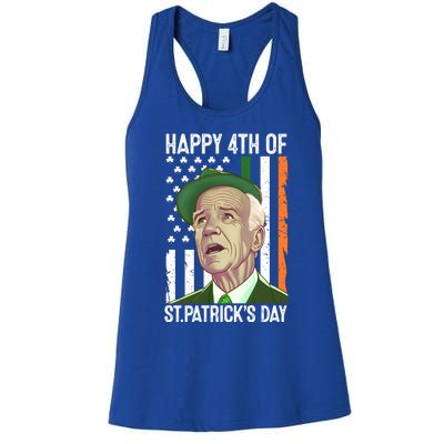 Merry 4th Of St PatrickS Day Joe Biden Leprechaun Hat Gift Women's Racerback Tank