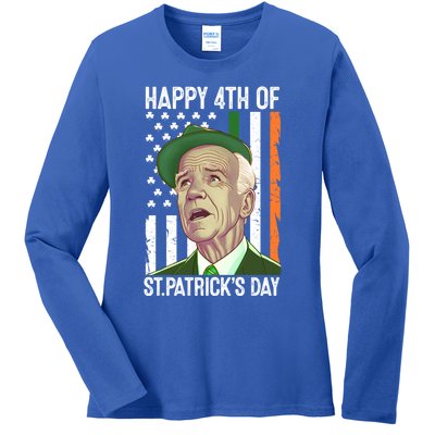 Merry 4th Of St PatrickS Day Joe Biden Leprechaun Hat Gift Ladies Long Sleeve Shirt