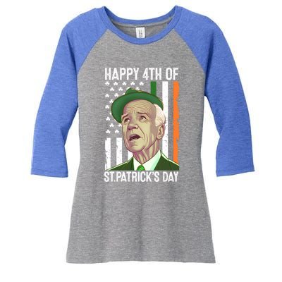 Merry 4th Of St PatrickS Day Joe Biden Leprechaun Hat Gift Women's Tri-Blend 3/4-Sleeve Raglan Shirt