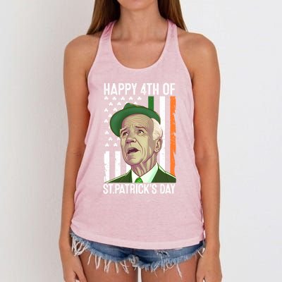 Merry 4th Of St PatrickS Day Joe Biden Leprechaun Hat Gift Women's Knotted Racerback Tank