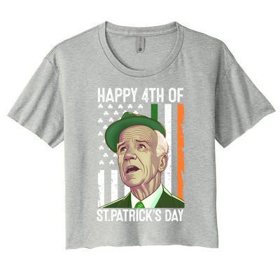 Merry 4th Of St PatrickS Day Joe Biden Leprechaun Hat Gift Women's Crop Top Tee