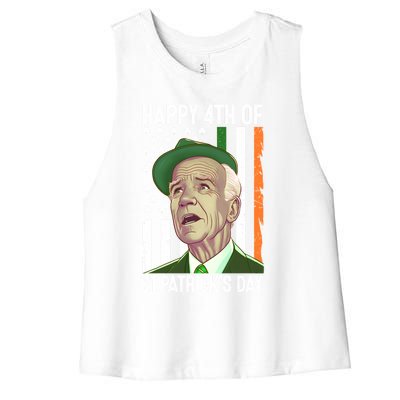 Merry 4th Of St PatrickS Day Joe Biden Leprechaun Hat Gift Women's Racerback Cropped Tank