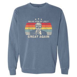 Make 4th Of July Trump Great Again US Flag Distressed Garment-Dyed Sweatshirt