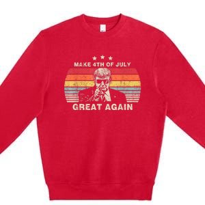 Make 4th Of July Trump Great Again US Flag Distressed Premium Crewneck Sweatshirt