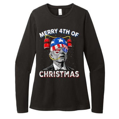 Merry 4th Of Christmas Funny Joe Biden Confused 4th Of July Womens CVC Long Sleeve Shirt