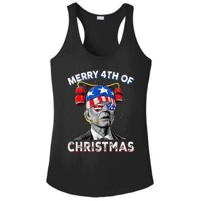 Merry 4th Of Christmas Funny Joe Biden Confused 4th Of July Ladies PosiCharge Competitor Racerback Tank