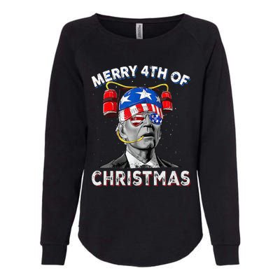 Merry 4th Of Christmas Funny Joe Biden Confused 4th Of July Womens California Wash Sweatshirt