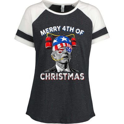 Merry 4th Of Christmas Funny Joe Biden Confused 4th Of July Enza Ladies Jersey Colorblock Tee