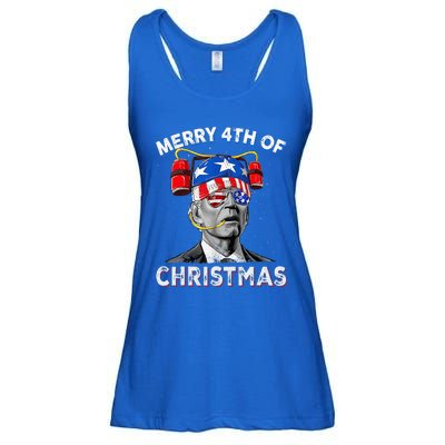 Merry 4th Of Christmas Funny Joe Biden Confused 4th Of July Ladies Essential Flowy Tank