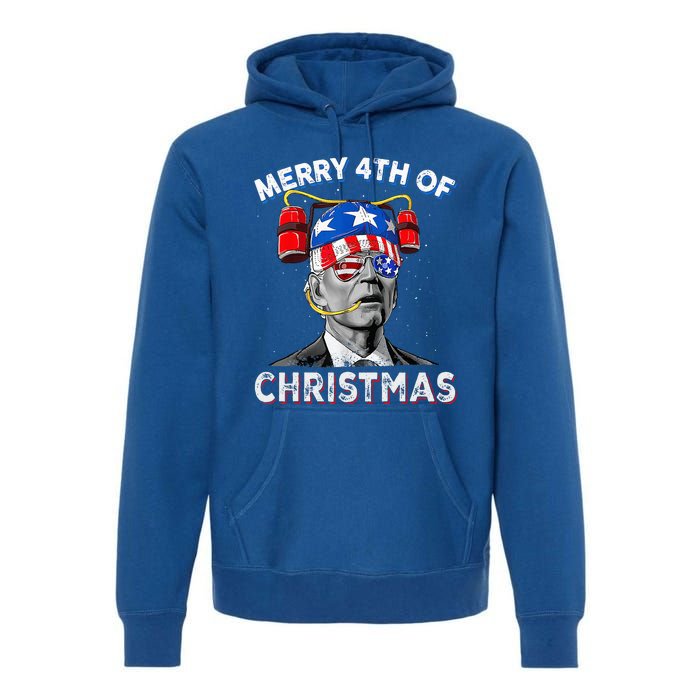 Merry 4th Of Christmas Funny Joe Biden Confused 4th Of July Premium Hoodie