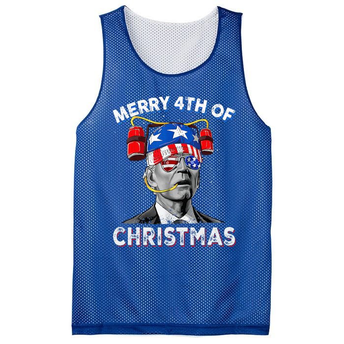 Merry 4th Of Christmas Funny Joe Biden Confused 4th Of July Mesh Reversible Basketball Jersey Tank