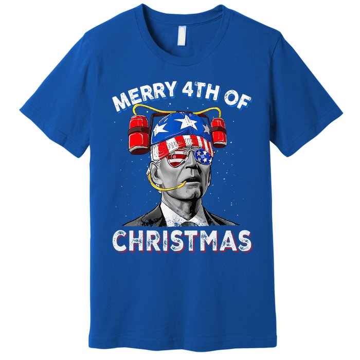 Merry 4th Of Christmas Funny Joe Biden Confused 4th Of July Premium T-Shirt