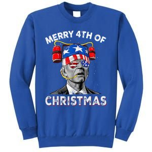 Merry 4th Of Christmas Funny Joe Biden Confused 4th Of July Tall Sweatshirt