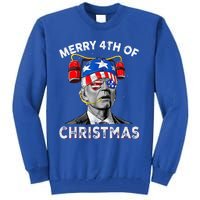 Merry 4th Of Christmas Funny Joe Biden Confused 4th Of July Tall Sweatshirt