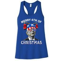 Merry 4th Of Christmas Funny Joe Biden Confused 4th Of July Women's Racerback Tank