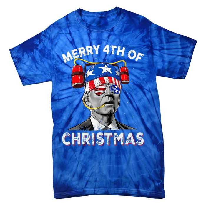 Merry 4th Of Christmas Funny Joe Biden Confused 4th Of July Tie-Dye T-Shirt