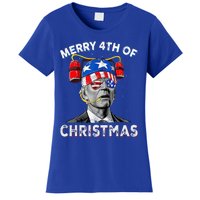 Merry 4th Of Christmas Funny Joe Biden Confused 4th Of July Women's T-Shirt