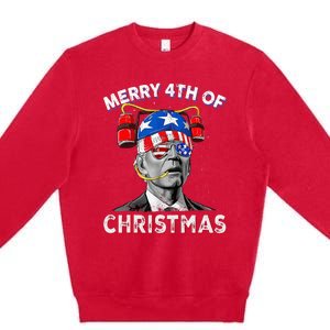 Merry 4th Of Christmas Funny Joe Biden Confused 4th Of July Premium Crewneck Sweatshirt