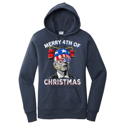 Merry 4th Of Christmas Funny Joe Biden Confused 4th Of July Women's Pullover Hoodie