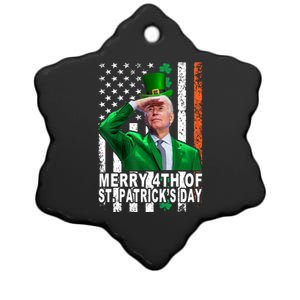 Merry 4th Of St PatrickS Day Joe Biden Leprechaun Hat Gift Ceramic Star Ornament