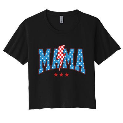Mama 4th Of July Usa Festive Women's Crop Top Tee