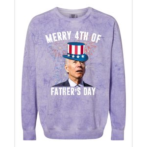 Merry 4th Of Father's Day Joe Biden Funny Gift For Dad Colorblast Crewneck Sweatshirt