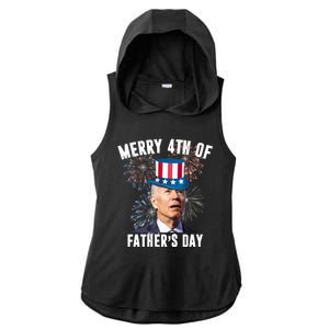 Merry 4th Of Father's Day Joe Biden Funny Gift For Dad Ladies PosiCharge Tri-Blend Wicking Draft Hoodie Tank