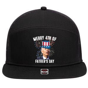 Merry 4th Of Father's Day Joe Biden Funny Gift For Dad 7 Panel Mesh Trucker Snapback Hat