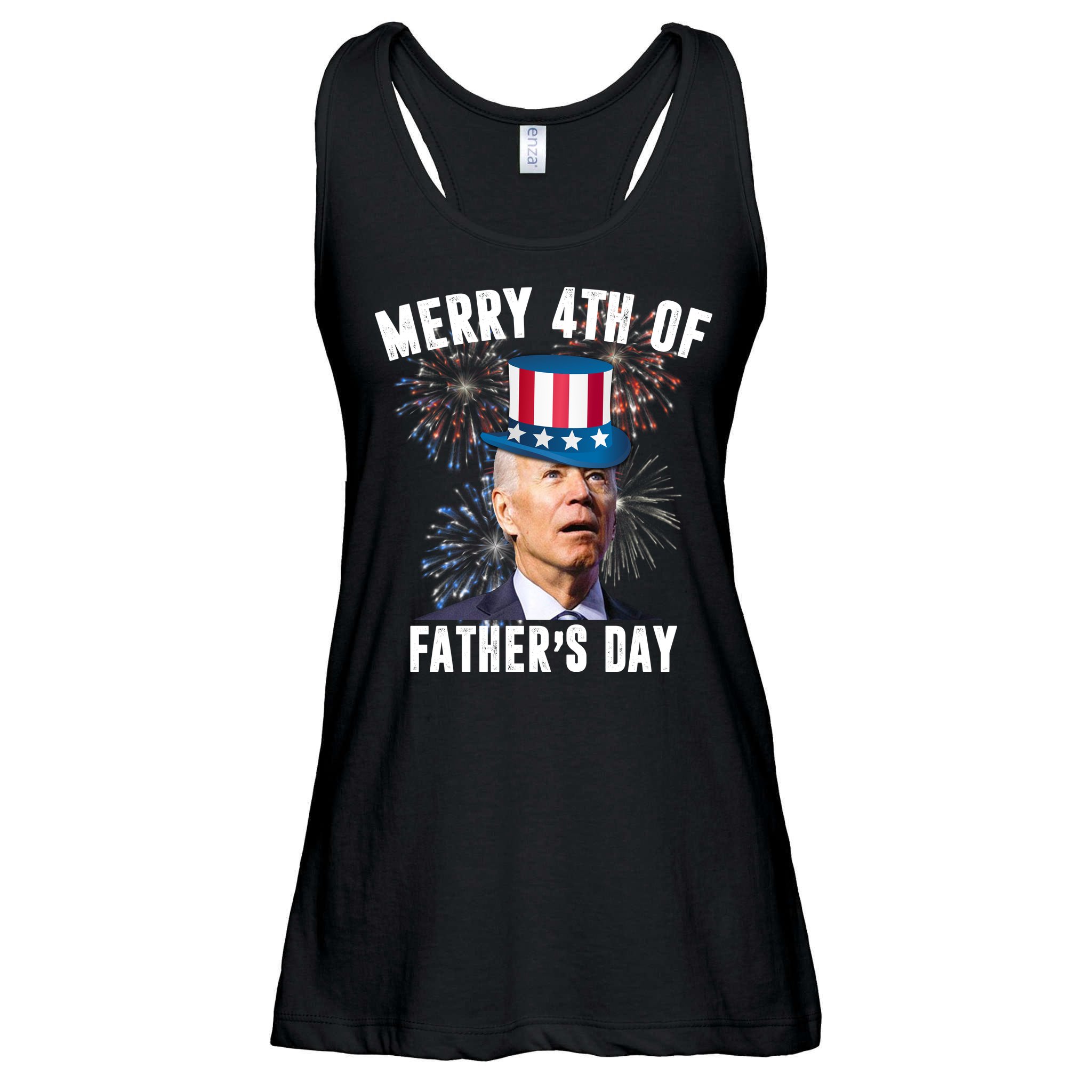 Merry 4th Of Father's Day Joe Biden Funny Gift For Dad Ladies Essential Flowy Tank