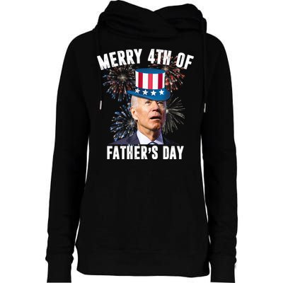 Merry 4th Of Father's Day Joe Biden Funny Gift For Dad Womens Funnel Neck Pullover Hood