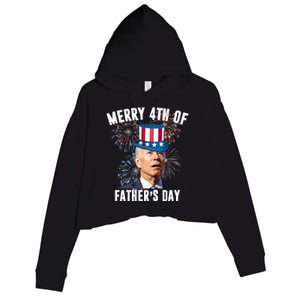 Merry 4th Of Father's Day Joe Biden Funny Gift For Dad Crop Fleece Hoodie