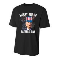 Merry 4th Of Father's Day Joe Biden Funny Gift For Dad Youth Performance Sprint T-Shirt
