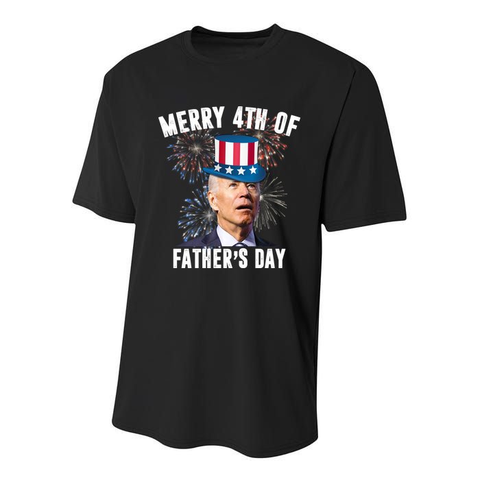 Merry 4th Of Father's Day Joe Biden Funny Gift For Dad Youth Performance Sprint T-Shirt