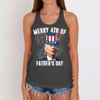 Merry 4th Of Father's Day Joe Biden Funny Gift For Dad Women's Knotted Racerback Tank