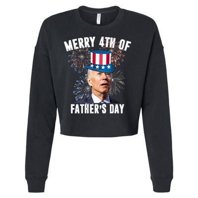 Merry 4th Of Father's Day Joe Biden Funny Gift For Dad Cropped Pullover Crew