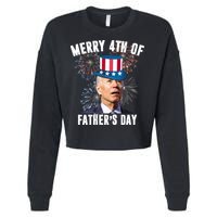 Merry 4th Of Father's Day Joe Biden Funny Gift For Dad Cropped Pullover Crew