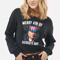 Merry 4th Of Father's Day Joe Biden Funny Gift For Dad Cropped Pullover Crew