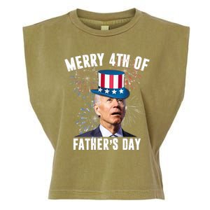 Merry 4th Of Father's Day Joe Biden Funny Gift For Dad Garment-Dyed Women's Muscle Tee