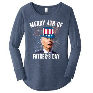 Merry 4th Of Father's Day Joe Biden Funny Gift For Dad Women's Perfect Tri Tunic Long Sleeve Shirt