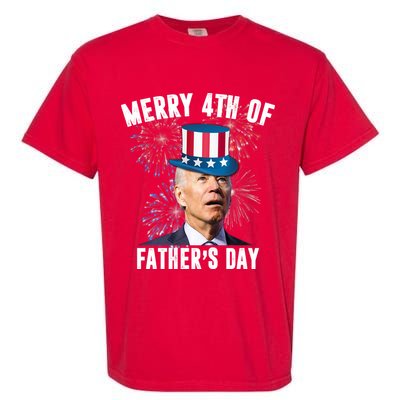 Merry 4th Of Father's Day Joe Biden Funny Gift For Dad Garment-Dyed Heavyweight T-Shirt