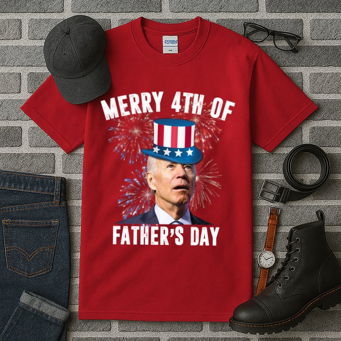 Merry 4th Of Father's Day Joe Biden Funny Gift For Dad Tall T-Shirt