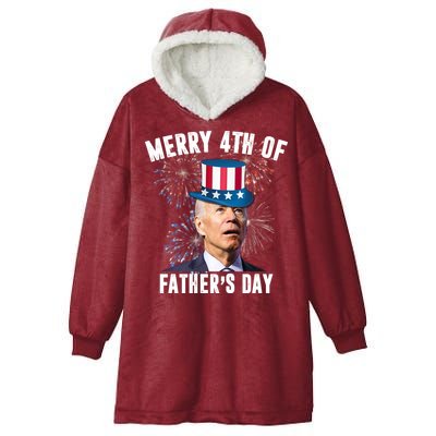 Merry 4th Of Father's Day Joe Biden Funny Gift For Dad Hooded Wearable Blanket