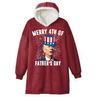 Merry 4th Of Father's Day Joe Biden Funny Gift For Dad Hooded Wearable Blanket