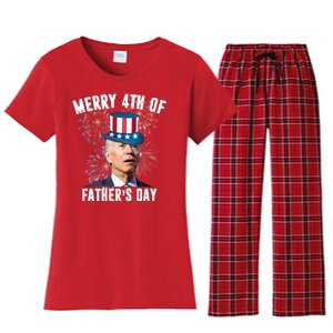 Merry 4th Of Father's Day Joe Biden Funny Gift For Dad Women's Flannel Pajama Set