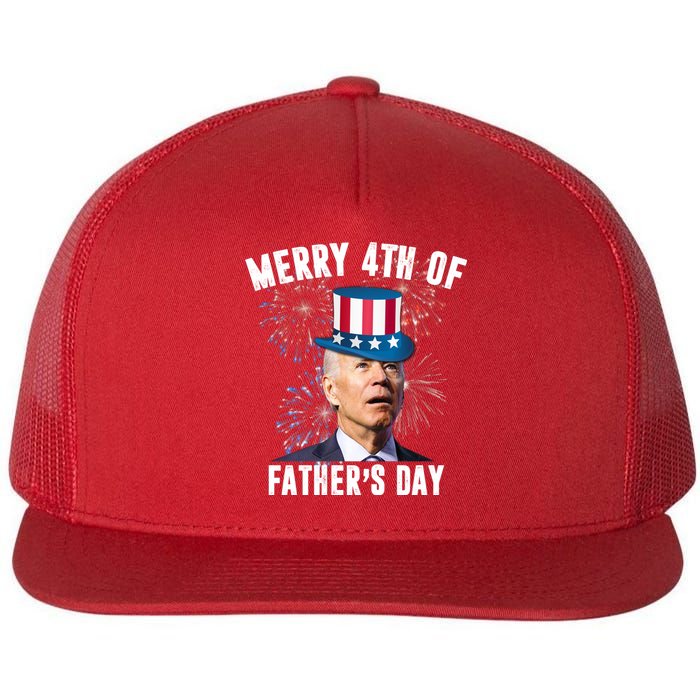 Merry 4th Of Father's Day Joe Biden Funny Gift For Dad Flat Bill Trucker Hat