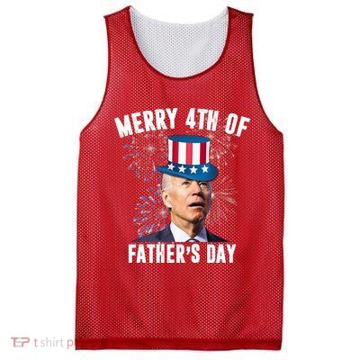 Merry 4th Of Father's Day Joe Biden Funny Gift For Dad Mesh Reversible Basketball Jersey Tank